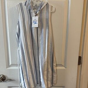 Greek Boho Dress Blue & White Made in Greece Lightweight Summer